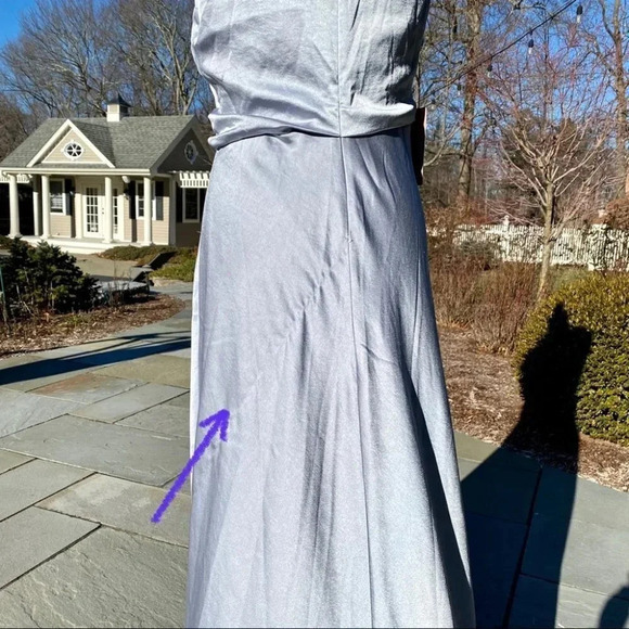 NWT BHLDN Espen Satin Maxi Dress Long MOB Fog Blue Grey 8 - Picture 9 of 12